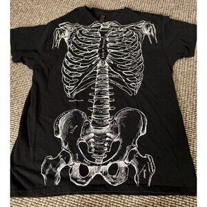 Leslie Arwin T-Shirt Mens Large Art Skeleton Anatomy 1978 Black